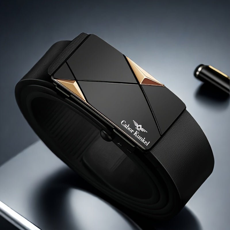 Ck Holiday Gift Men's Belt, Toothless Automatic Buckle Pants Waistband for Youth and Middle - Aged Casual Business Versatile Trousers, Office Attire, Everyday Belt, Sleek Design, Minimalist Belt, Durable Material, Highquality, - VibraStore