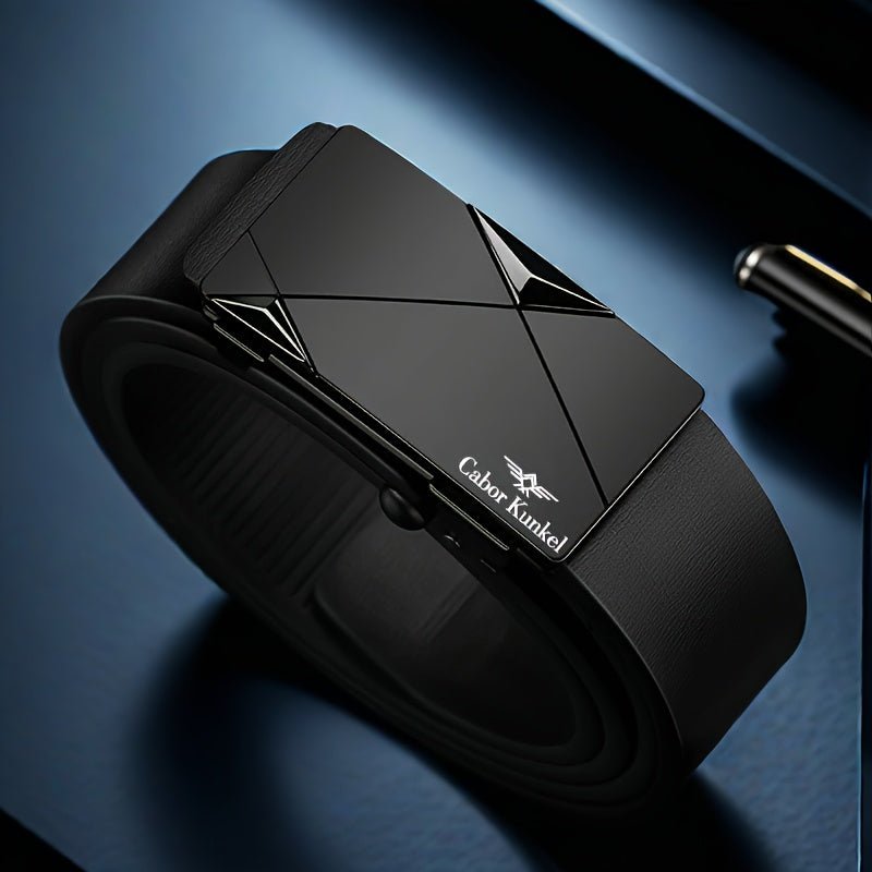 Ck Holiday Gift Men's Belt, Toothless Automatic Buckle Pants Waistband for Youth and Middle - Aged Casual Business Versatile Trousers, Office Attire, Everyday Belt, Sleek Design, Minimalist Belt, Durable Material, Highquality, - VibraStore