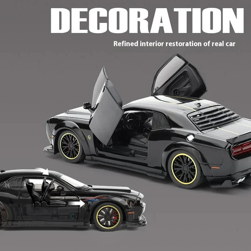 Coche modelo de aleación Hellcat dominante 1:32, sonido y luz geniales. - VibraStore