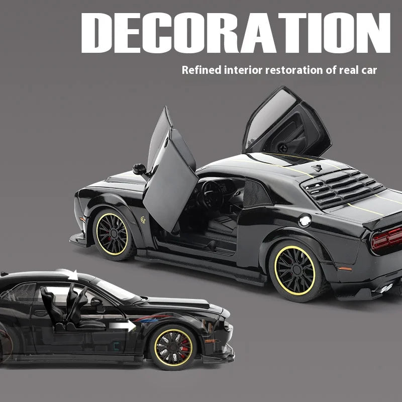 Coche modelo de aleación Hellcat dominante 1:32, sonido y luz geniales. - VibraStore