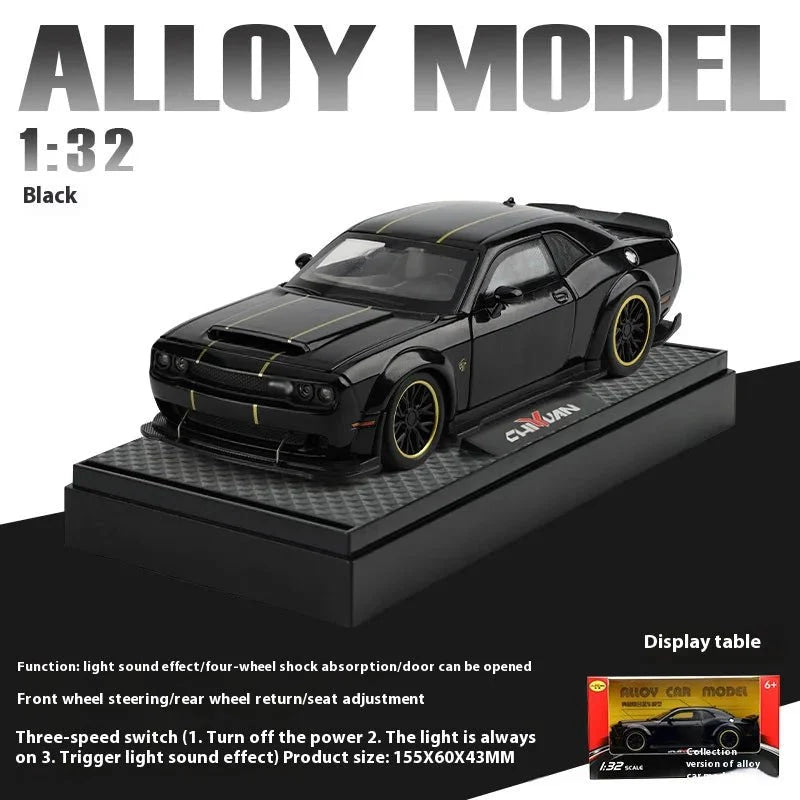 Coche modelo de aleación Hellcat dominante 1:32, sonido y luz geniales. - VibraStore