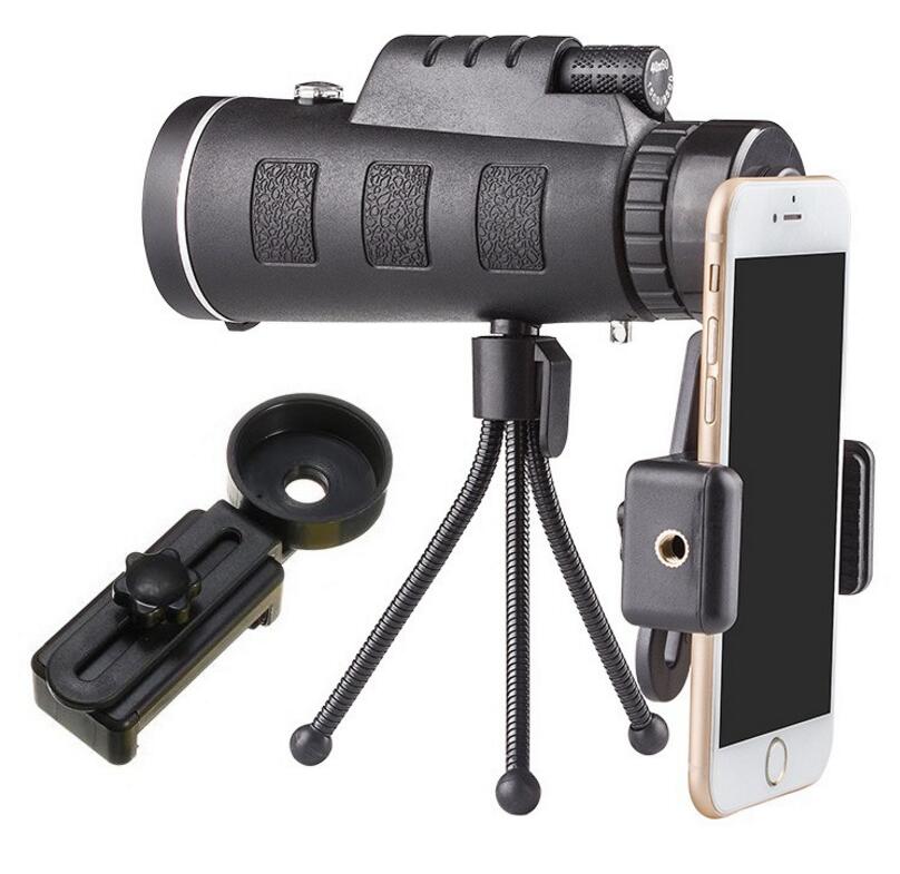 Compatible with Apple, Monocular Telescope Zoom Scope with Compass Phone Clip Tripod - VibraStore
