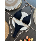 Conjunto de Bikini de color liso con cuello Halter para mujer, traje de baño Sexy con Tanga triangular de dos piezas, bikinis brasileños - VibraStore