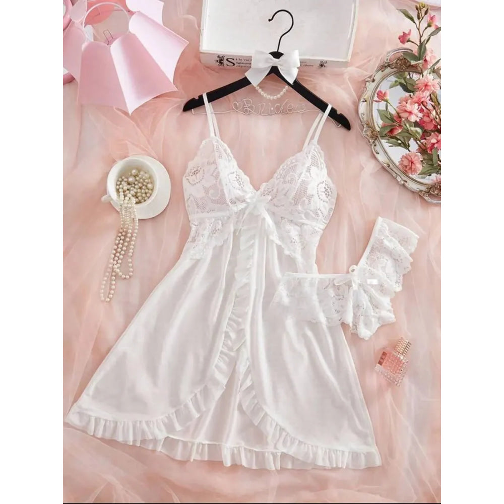 Conjunto de bragas triangulares de talla grande de 2 piezas, vestido de noche para mujer, lencería Sensual femenina, camisón curvo, ropa interior transparente, calzoncillos - VibraStore