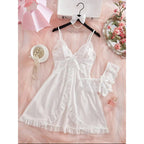 Conjunto de bragas triangulares de talla grande de 2 piezas, vestido de noche para mujer, lencería Sensual femenina, camisón curvo, ropa interior transparente, calzoncillos - VibraStore