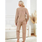Conjunto de pijama de dos piezas para otoño e invierno con forro polar, ropa para el hogar de terciopelo Coral grueso, conjuntos de pantalones cálidos de manga larga a la moda - VibraStore