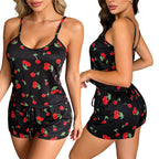 Conjunto de Pijama de satén para mujer, ropa de dormir Sexy con tirantes, Top, pantalones cortos, lencería Sexy, pantalones cortos para dormir, 2 uds. - VibraStore