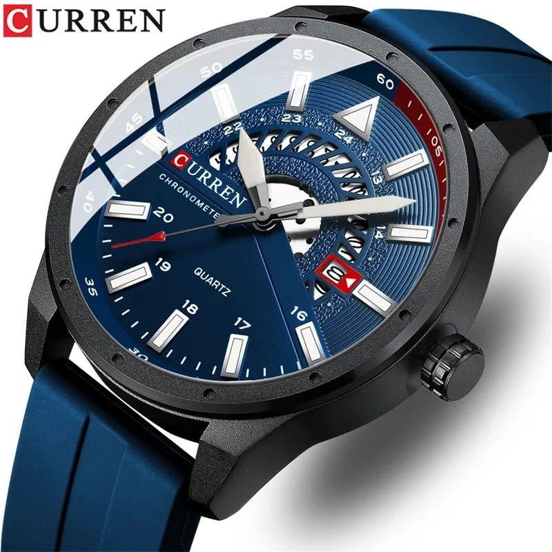 Curren 8421 Brand New Sport Silicone Quartz Men’s Watch Waterproof Wrist Watches Date Business Watches for Men Relogio Masculino - VibraStore