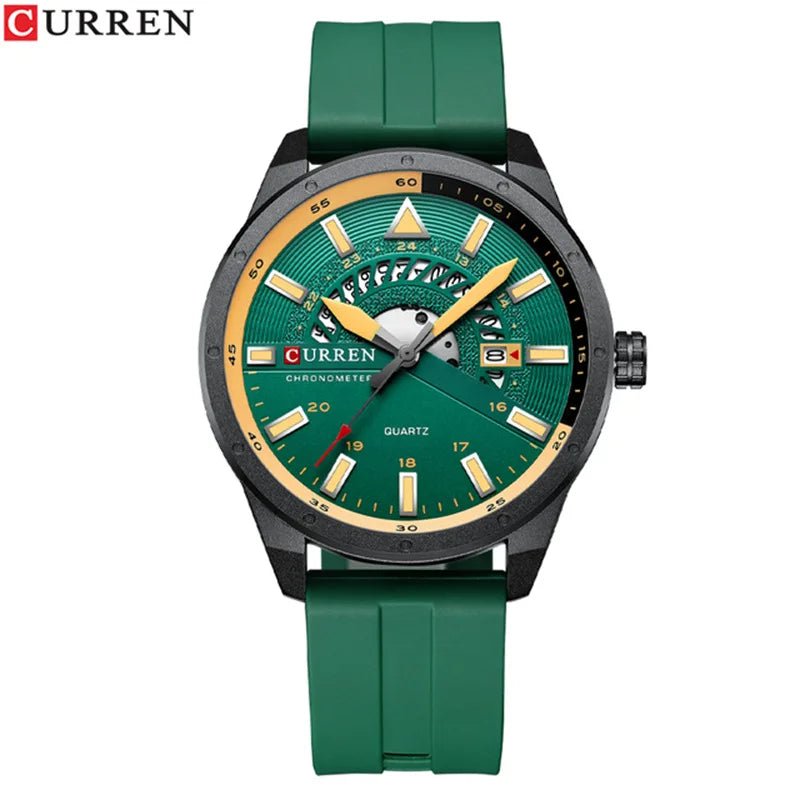 Curren 8421 Brand New Sport Silicone Quartz Men’s Watch Waterproof Wrist Watches Date Business Watches for Men Relogio Masculino - VibraStore