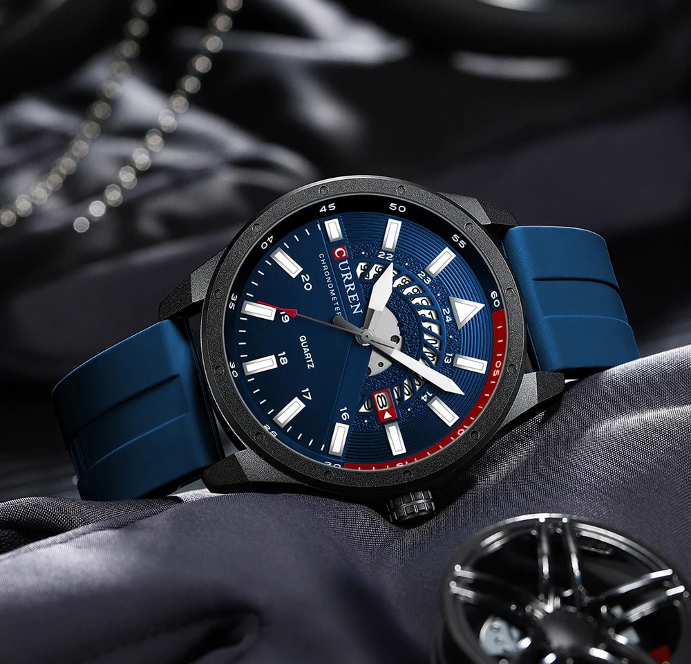 Curren 8421 Brand New Sport Silicone Quartz Men’s Watch Waterproof Wrist Watches Date Business Watches for Men Relogio Masculino - VibraStore