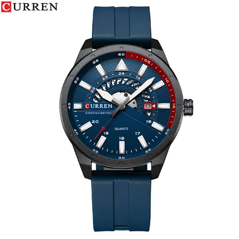 Curren 8421 Brand New Sport Silicone Quartz Men’s Watch Waterproof Wrist Watches Date Business Watches for Men Relogio Masculino - VibraStore