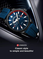 Curren 8421 Brand New Sport Silicone Quartz Men’s Watch Waterproof Wrist Watches Date Business Watches for Men Relogio Masculino - VibraStore