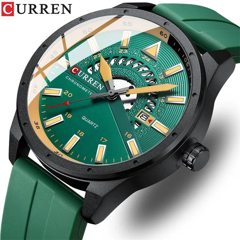 Curren 8421 Brand New Sport Silicone Quartz Men’s Watch Waterproof Wrist Watches Date Business Watches for Men Relogio Masculino - VibraStore