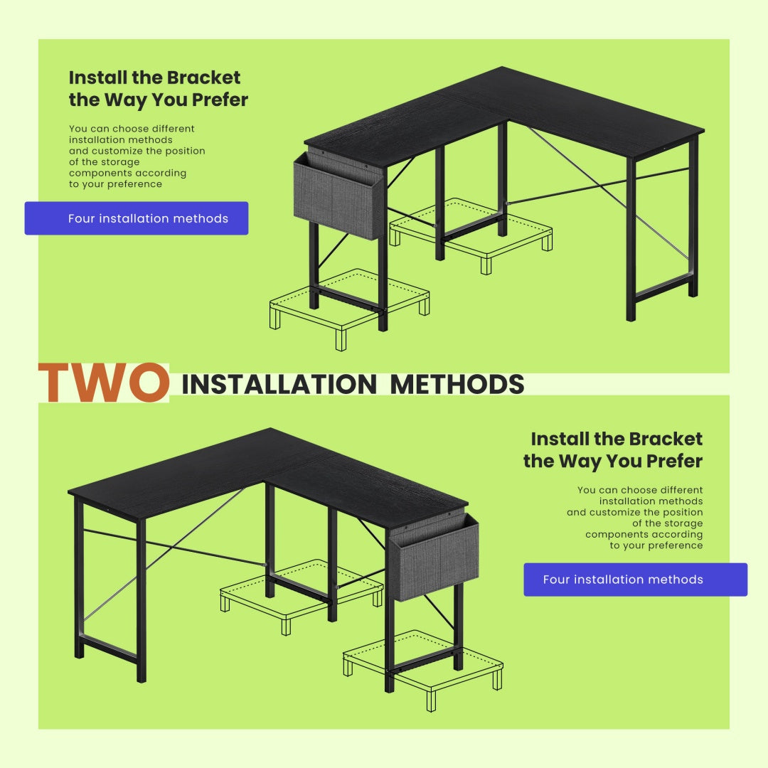 49-Inch L Shaped Desk - Computer Desk Corner Desks Gaming Desk PC Table, With CPU Stand Side Bag For Home Office Dorm Sturdy Writing Workstation