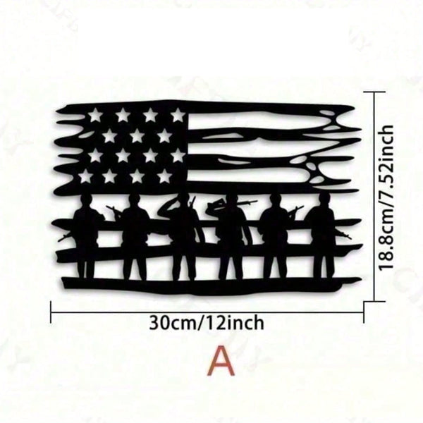 Vintage American Flag Wall Art Metal Stars Stripes Indoor Outdoor Patriotic Wall Hanging