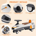 Electric Ride On Wiggle Car For Kids Toddlers With Light Music,2 In 1 360 Steering Wheel Powered Swing Twist Car
