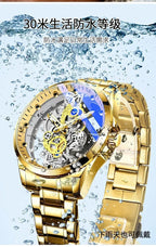 Double Sided Transparent Hollow Quartz Watch Men's Watch Men's Watch Waterproof Night Light Stainless Steel Watch - VibraStore