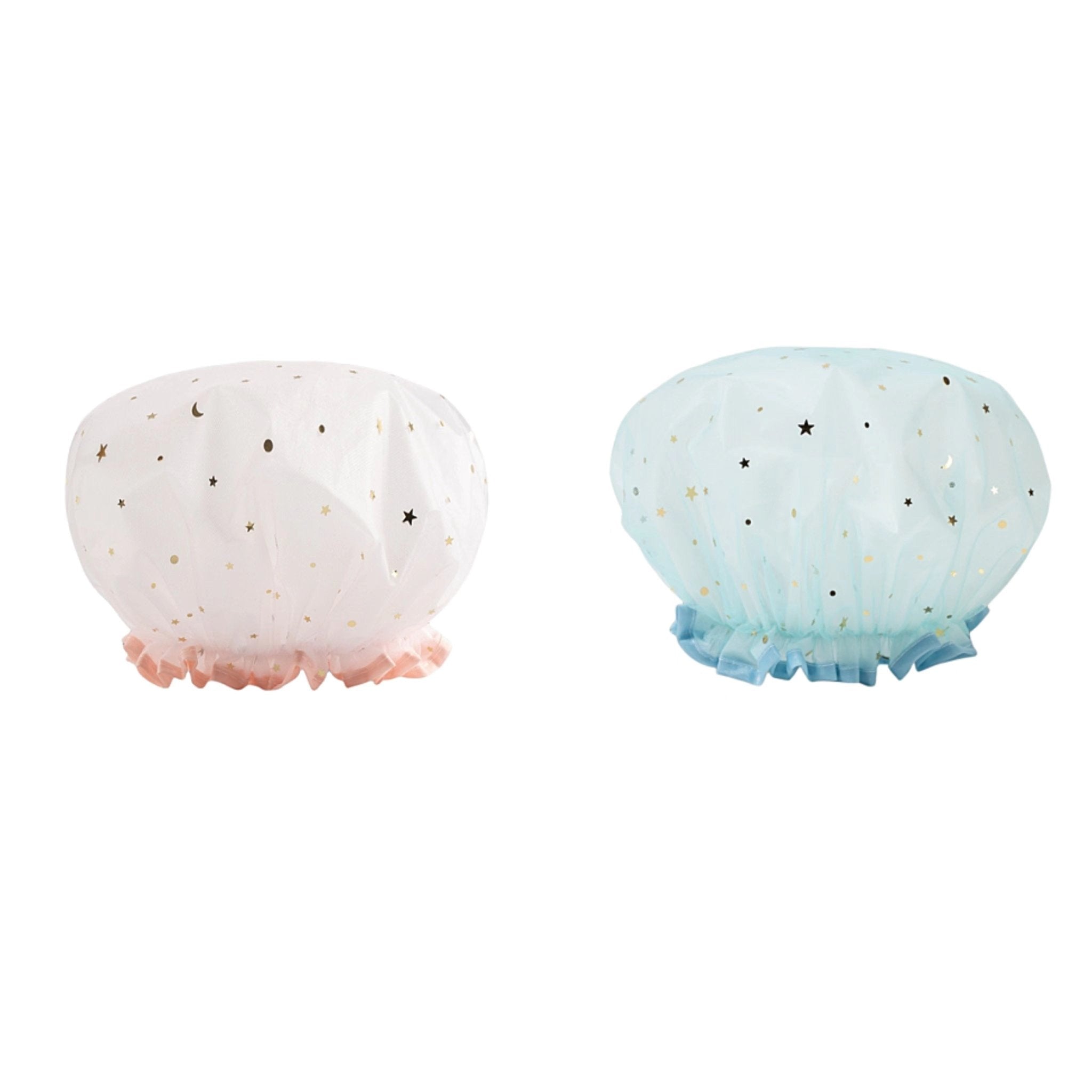 Double Star Shower Cap, Suitable for Long, Short And Curly Hair, Reusable, Ideal for Women, Bathroom Accessories - VibraStore