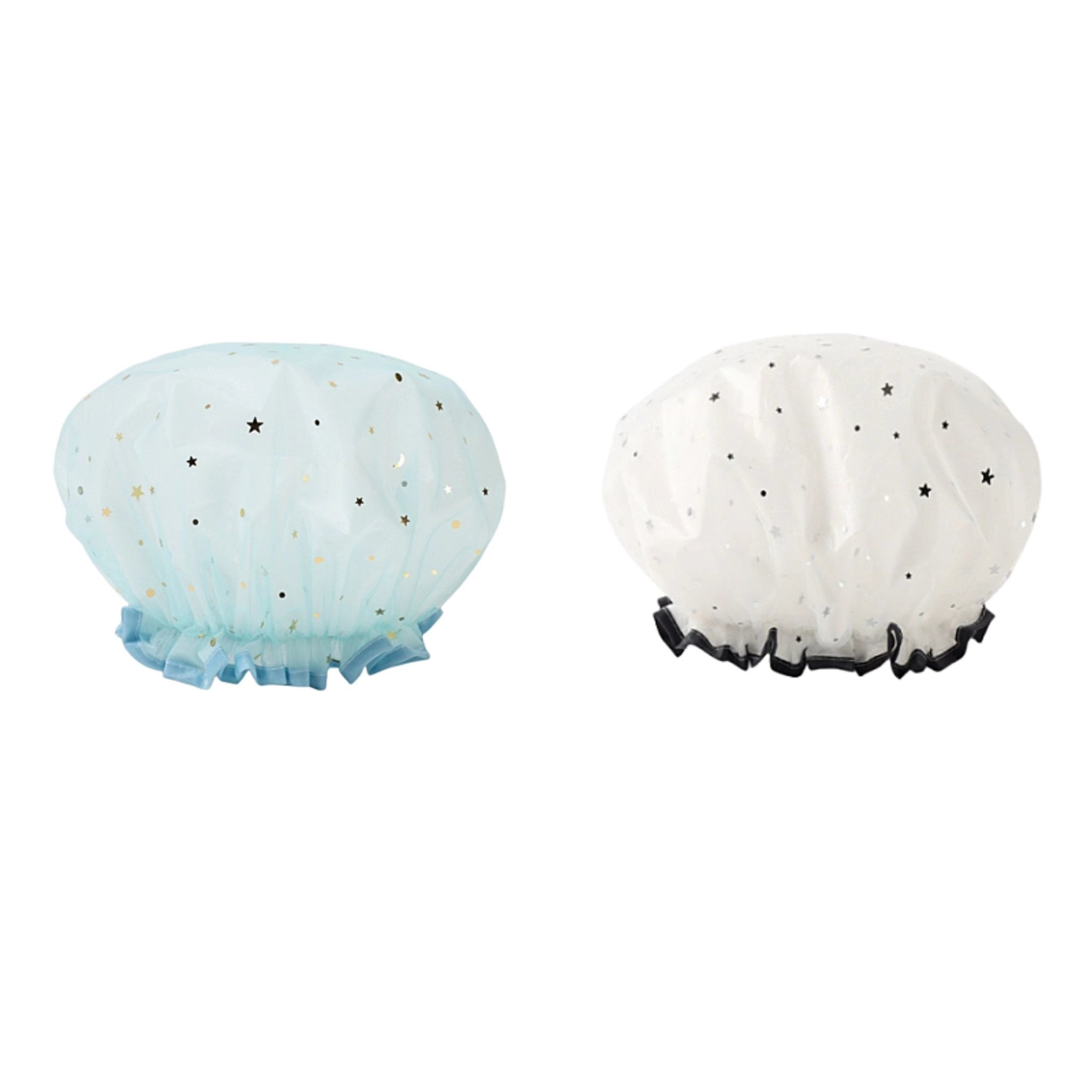 Double Star Shower Cap, Suitable for Long, Short And Curly Hair, Reusable, Ideal for Women, Bathroom Accessories - VibraStore