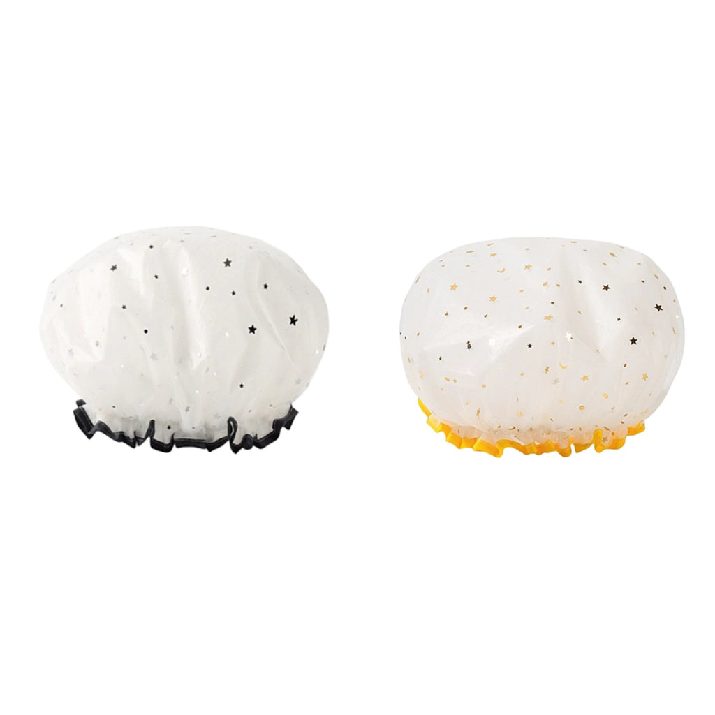 Double Star Shower Cap, Suitable for Long, Short And Curly Hair, Reusable, Ideal for Women, Bathroom Accessories - VibraStore