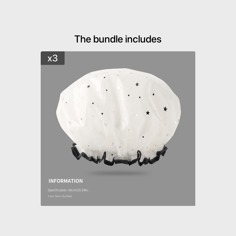 Double Star Shower Cap, Suitable for Long, Short And Curly Hair, Reusable, Ideal for Women, Bathroom Accessories - VibraStore