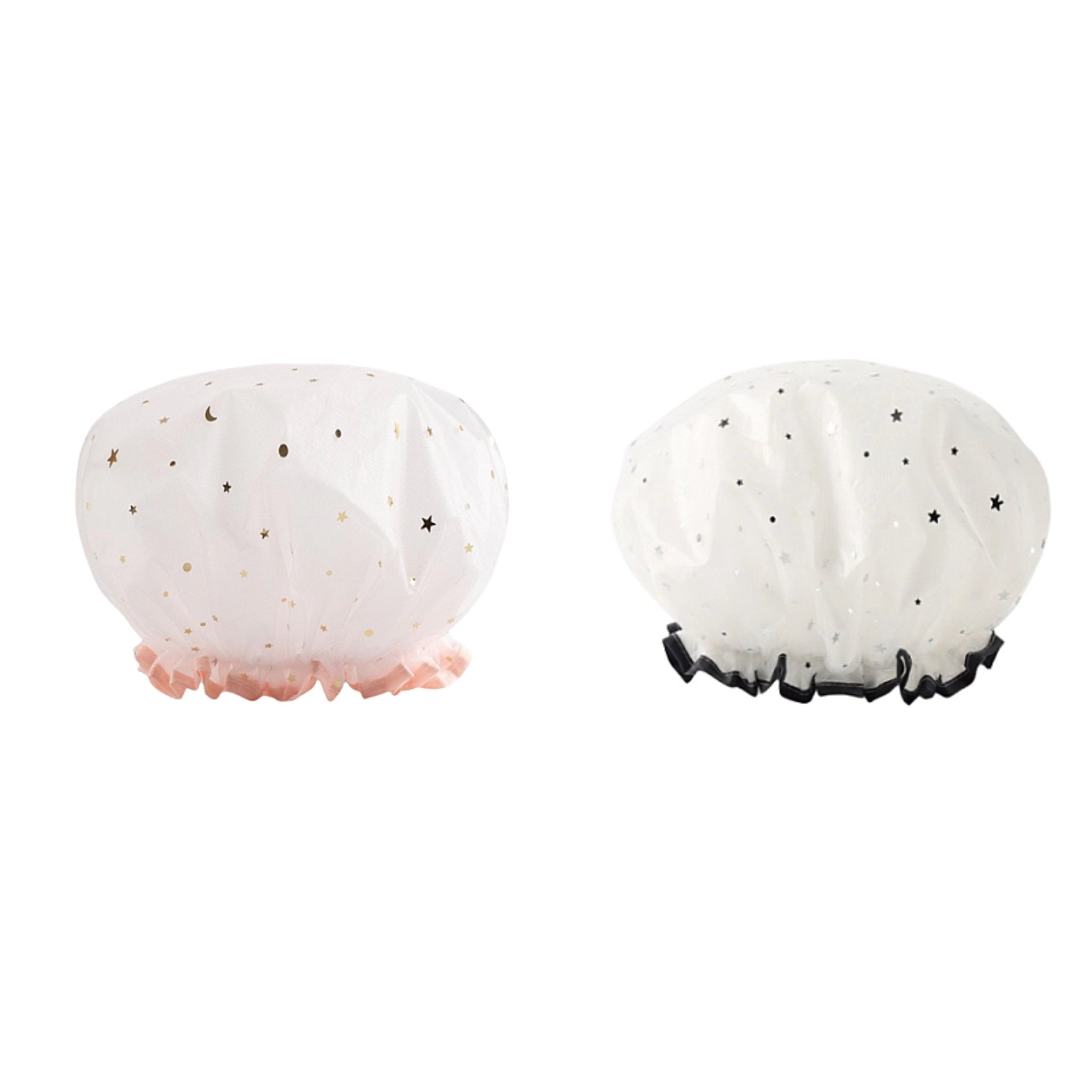Double Star Shower Cap, Suitable for Long, Short And Curly Hair, Reusable, Ideal for Women, Bathroom Accessories - VibraStore