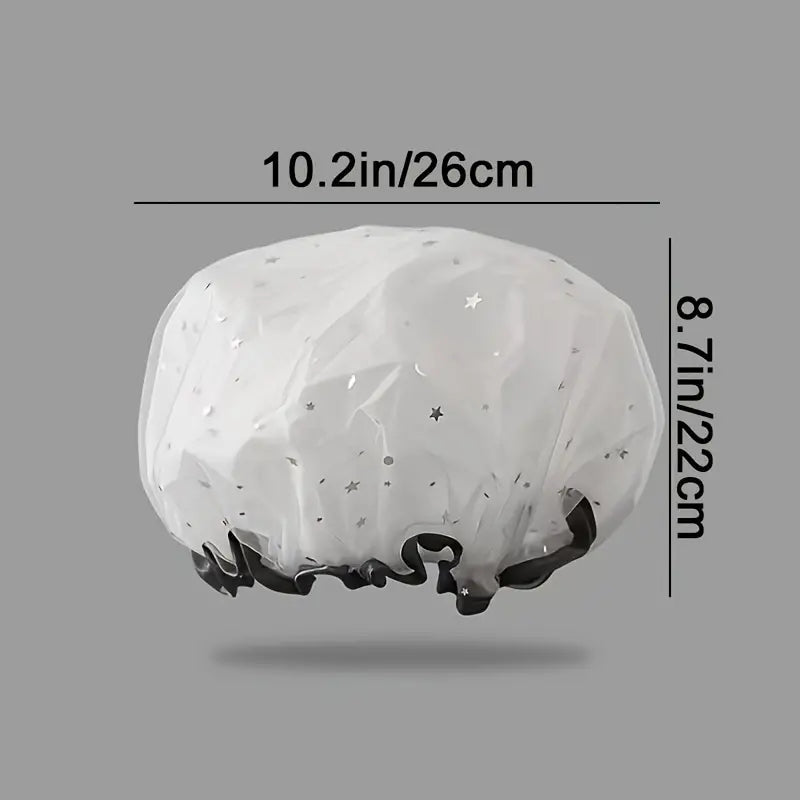 Double Star Shower Cap, Suitable for Long, Short And Curly Hair, Reusable, Ideal for Women, Bathroom Accessories - VibraStore