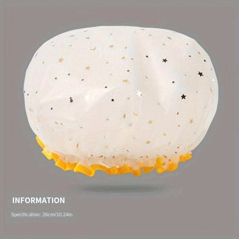 Double Star Shower Cap, Suitable for Long, Short And Curly Hair, Reusable, Ideal for Women, Bathroom Accessories - VibraStore