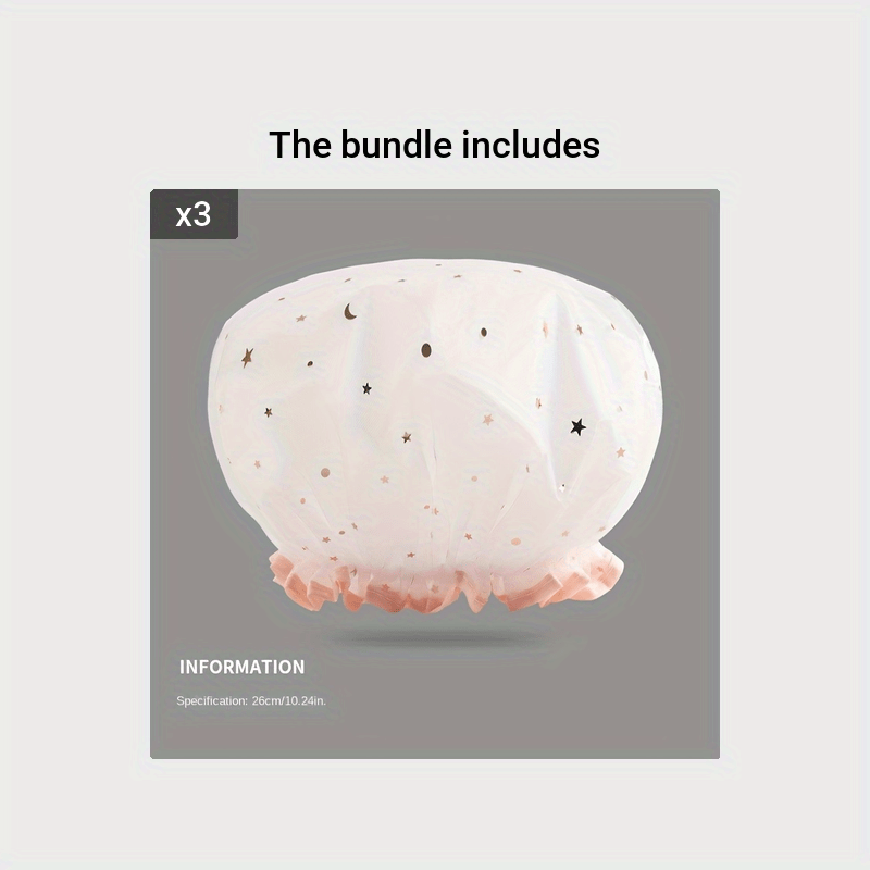 Double Star Shower Cap, Suitable for Long, Short And Curly Hair, Reusable, Ideal for Women, Bathroom Accessories - VibraStore