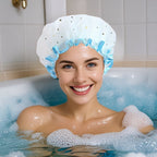 Double Star Shower Cap, Suitable for Long, Short And Curly Hair, Reusable, Ideal for Women, Bathroom Accessories - VibraStore