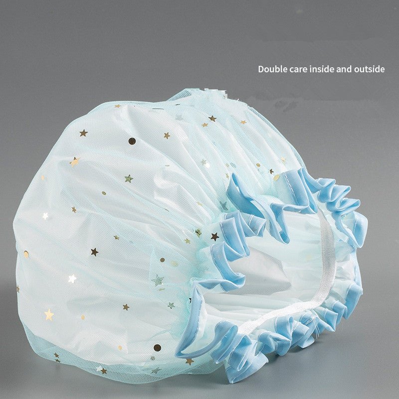 Double Star Shower Cap, Suitable for Long, Short And Curly Hair, Reusable, Ideal for Women, Bathroom Accessories - VibraStore