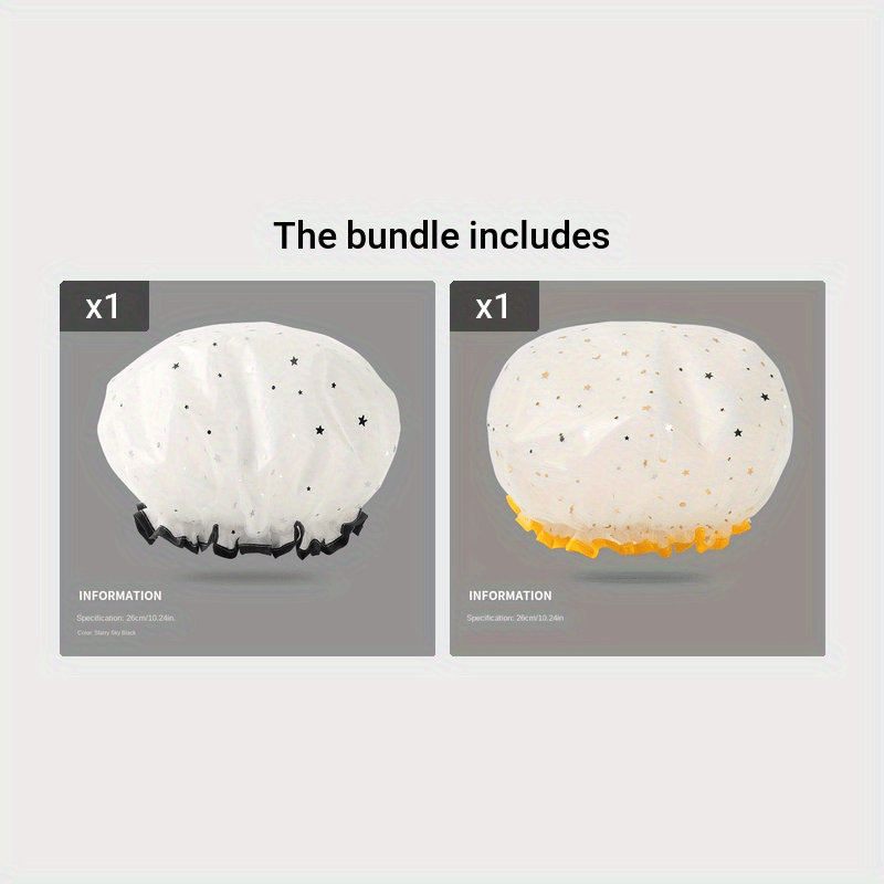 Double Star Shower Cap, Suitable for Long, Short And Curly Hair, Reusable, Ideal for Women, Bathroom Accessories - VibraStore
