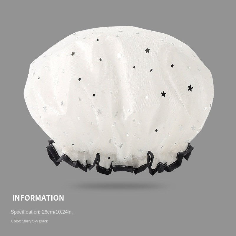 Double Star Shower Cap, Suitable for Long, Short And Curly Hair, Reusable, Ideal for Women, Bathroom Accessories - VibraStore