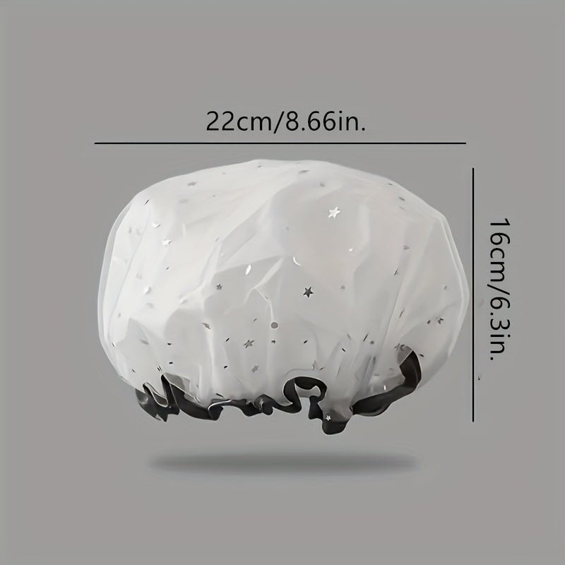 Double Star Shower Cap, Suitable for Long, Short And Curly Hair, Reusable, Ideal for Women, Bathroom Accessories - VibraStore