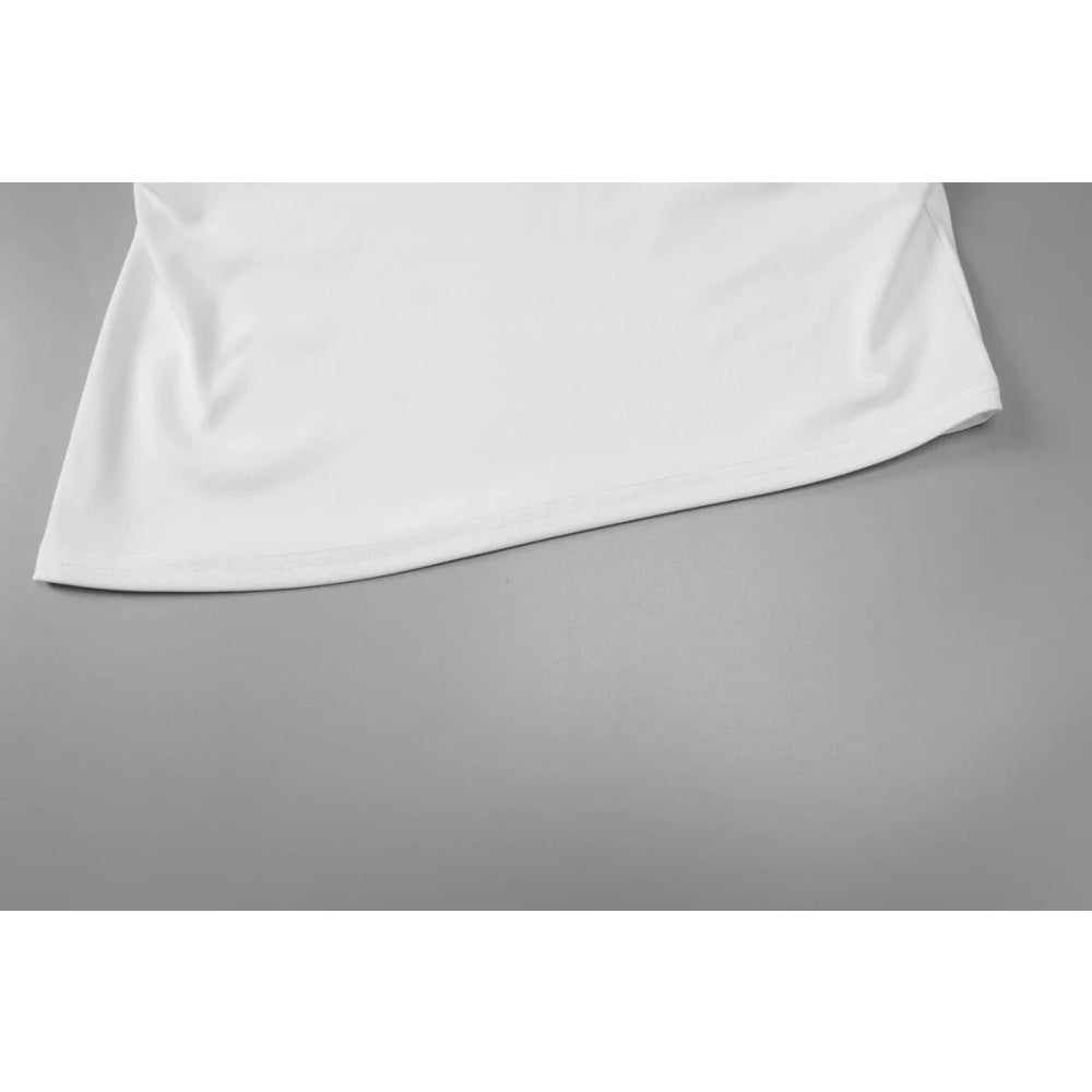 Dulzura - minivestido Irregular ajustado fruncido de manga larga con hombros inclinados para mujer, vestido informal Sexy liso para fiesta y Club, ropa de otoño - VibraStore