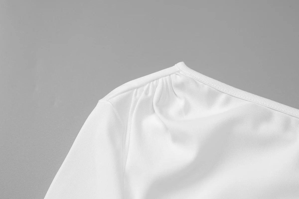 Dulzura - minivestido Irregular ajustado fruncido de manga larga con hombros inclinados para mujer, vestido informal Sexy liso para fiesta y Club, ropa de otoño - VibraStore
