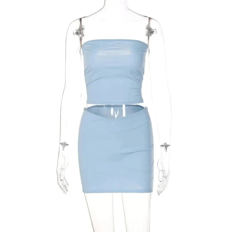 Dulzura - Tops de tubo para mujer, minifaldas para fiesta y Club, conjuntos de dos piezas a juego, trajes de vacaciones, artículos al por mayor para negocios, primavera 2025 - VibraStore