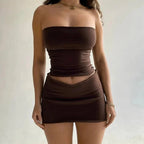 Dulzura - Tops de tubo para mujer, minifaldas para fiesta y Club, conjuntos de dos piezas a juego, trajes de vacaciones, artículos al por mayor para negocios, primavera 2025 - VibraStore