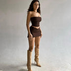 Dulzura - Tops de tubo para mujer, minifaldas para fiesta y Club, conjuntos de dos piezas a juego, trajes de vacaciones, artículos al por mayor para negocios, primavera 2025 - VibraStore