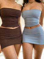 Dulzura - Tops de tubo para mujer, minifaldas para fiesta y Club, conjuntos de dos piezas a juego, trajes de vacaciones, artículos al por mayor para negocios, primavera 2025 - VibraStore