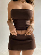 Dulzura - Tops de tubo para mujer, minifaldas para fiesta y Club, conjuntos de dos piezas a juego, trajes de vacaciones, artículos al por mayor para negocios, primavera 2025 - VibraStore