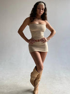 Dulzura - Tops de tubo para mujer, minifaldas para fiesta y Club, conjuntos de dos piezas a juego, trajes de vacaciones, artículos al por mayor para negocios, primavera 2025 - VibraStore