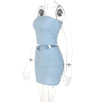 Dulzura - Tops de tubo para mujer, minifaldas para fiesta y Club, conjuntos de dos piezas a juego, trajes de vacaciones, artículos al por mayor para negocios, primavera 2025 - VibraStore