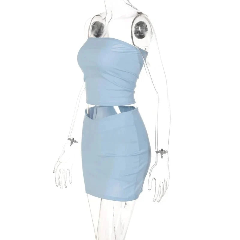 Dulzura - Tops de tubo para mujer, minifaldas para fiesta y Club, conjuntos de dos piezas a juego, trajes de vacaciones, artículos al por mayor para negocios, primavera 2025 - VibraStore