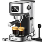 Chef Espresso Machine, Cappuccino & Latte Machine With ESE POD Filter & Milk Frother Steam Wand, Accurate Temperature & Time Control, Compact Coffee Machine For Home,Stainless Steel