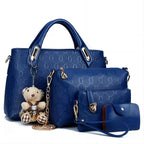 Women 4Pcs Top Handle Satchel Hobo PU Leather Handbag Set Large Tote   Purse   Shoulder Bag   Card Holder