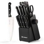 19-piece Knife Set, German Steel, Durable, Dishwasher-safe, Kitchen Knife Set With Built-in Sharpener For Chopping, Slicing, Dicing And Cutting