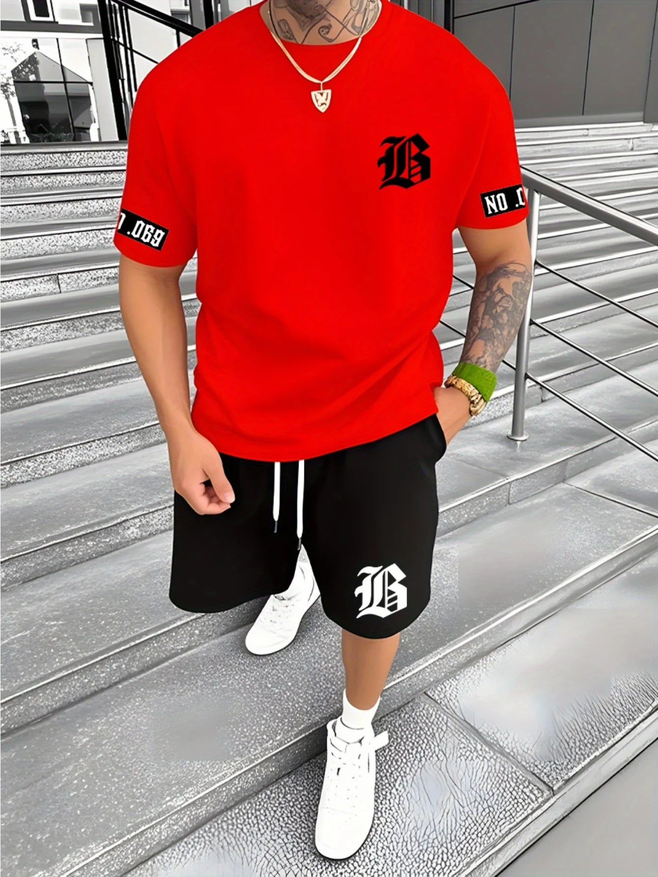 El popular traje de hombre de calle al aire libre informal y simple con estampado 3D para el verano de 2025 - VibraStore