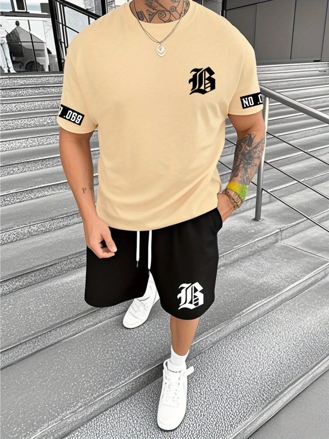 El popular traje de hombre de calle al aire libre informal y simple con estampado 3D para el verano de 2025 - VibraStore