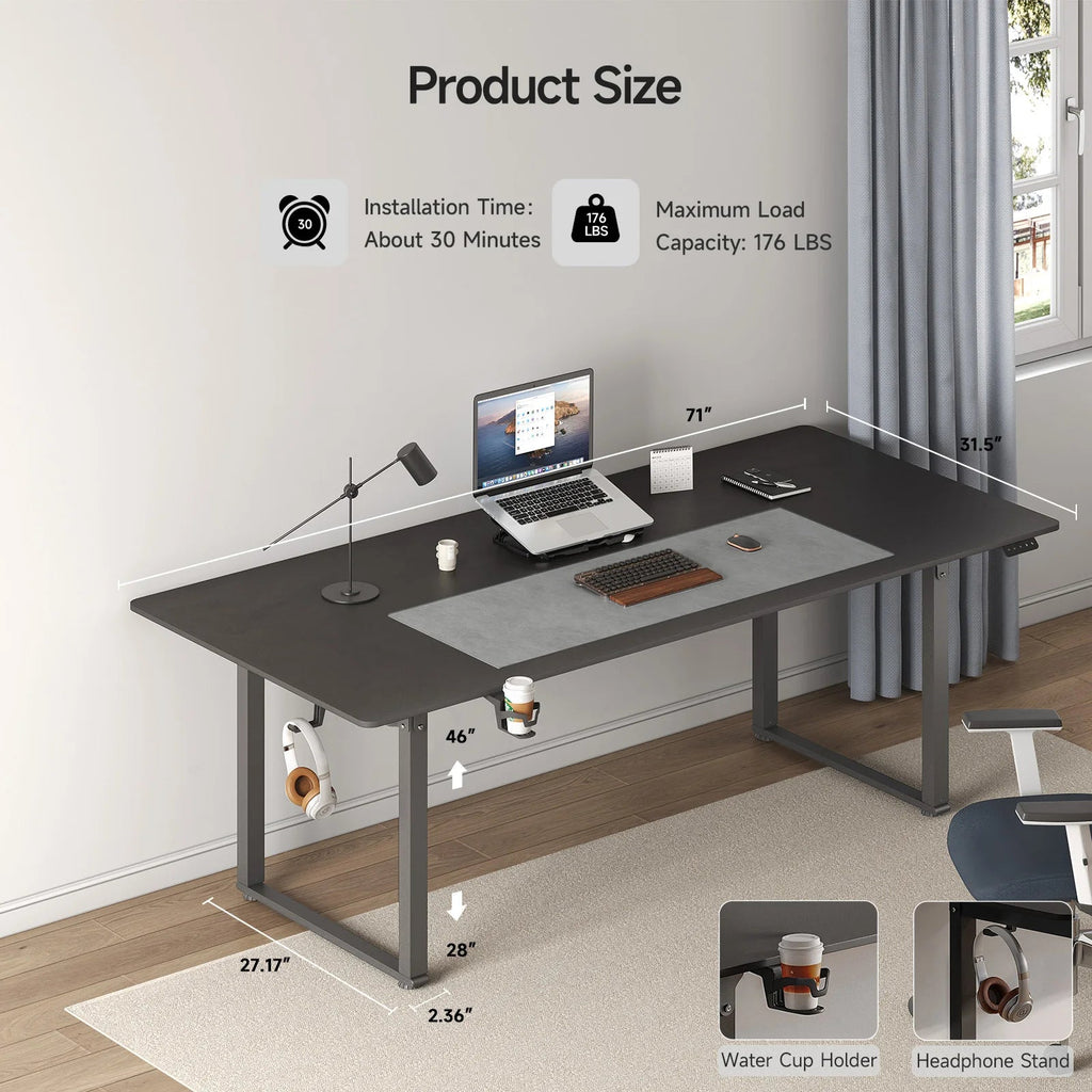 Electric Lifting Table, Square Standing Computer Desk Stand Up Desk With 4 Legs Sit Stand Desk Adjustable Height from 28 - 46" - VibraStore